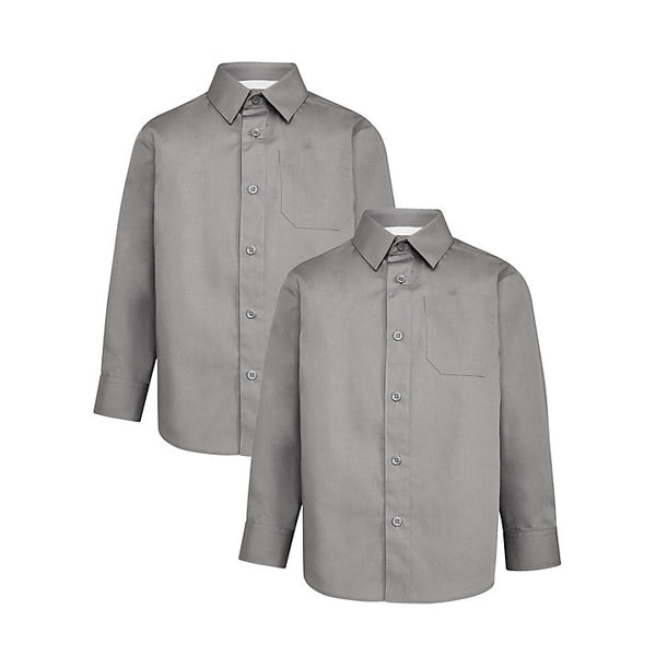 Boys Grey Long Sleeve Shirt (Pack of 2)
