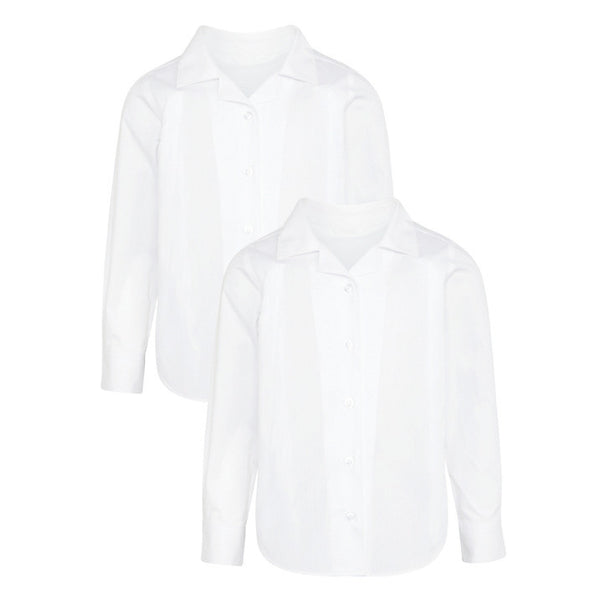 Girls White Long Sleeve Shirt (Pack of 2)