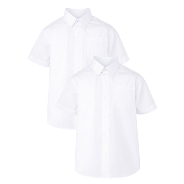 Boys White Short Sleeve Shirt (Pack of 2)